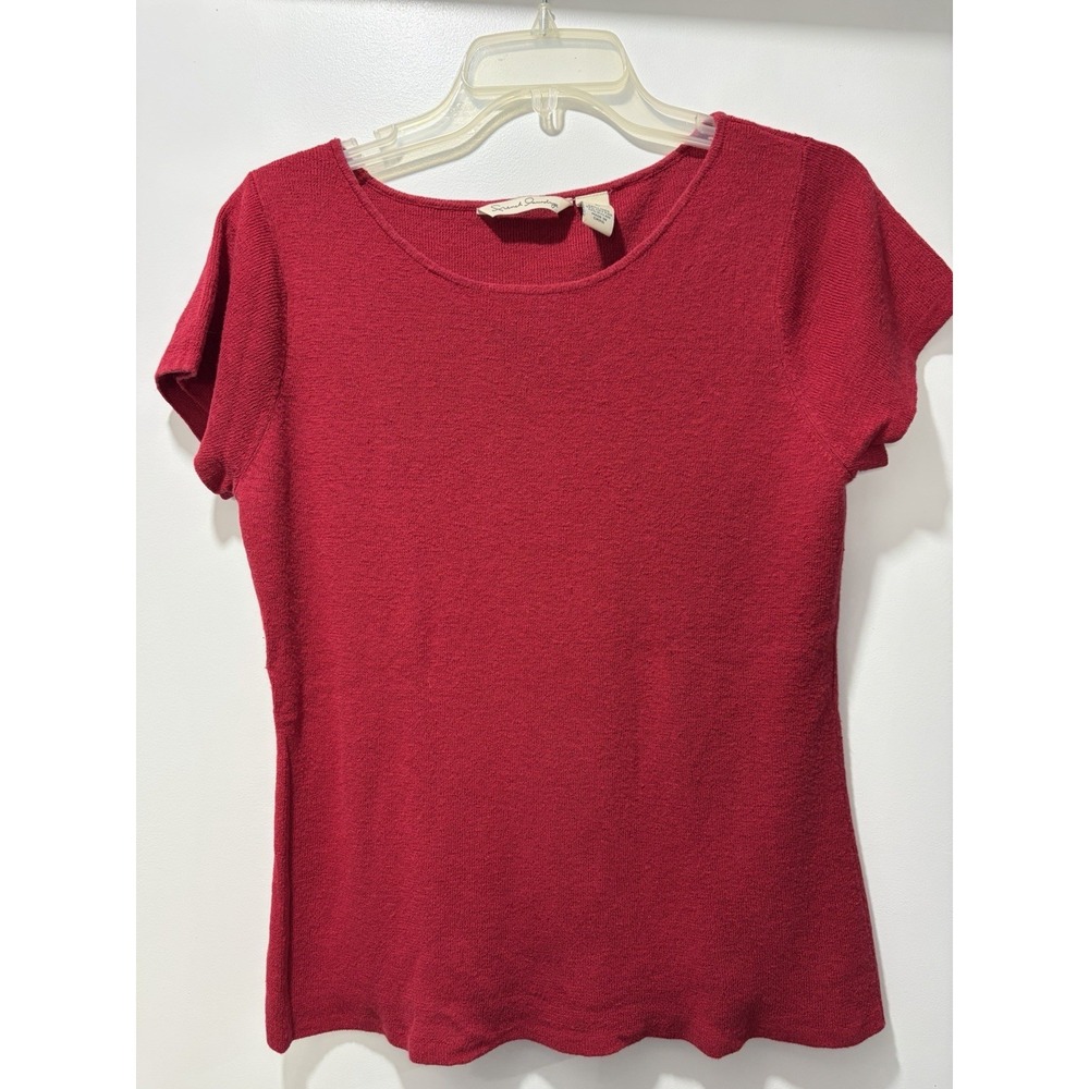 French Laundry Fine  Linen Blend Sweater Cranberry Red Size Large Classic Look